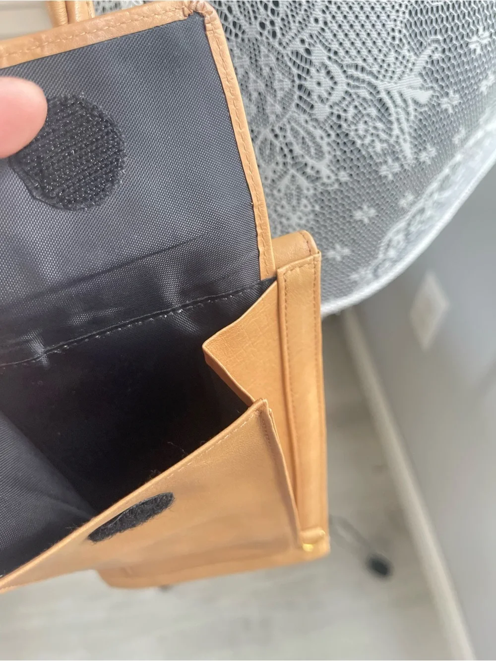 Camel Leather Crossbody Phone Bag - Minimalist Women’s Shoulder Pouch